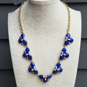 NWT J Crew Blue Stone Clear Crystal Necklaace